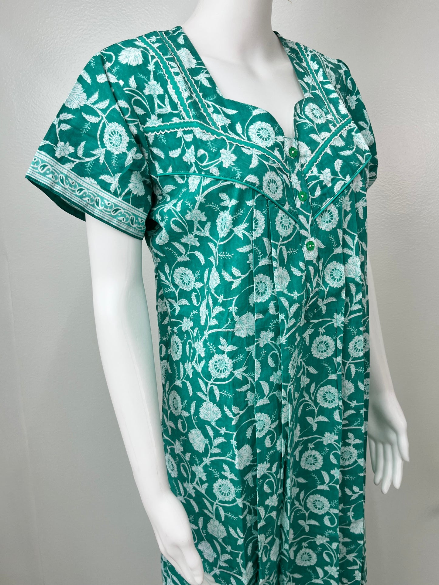 Sea Green Pure Cotton Nighty for Women