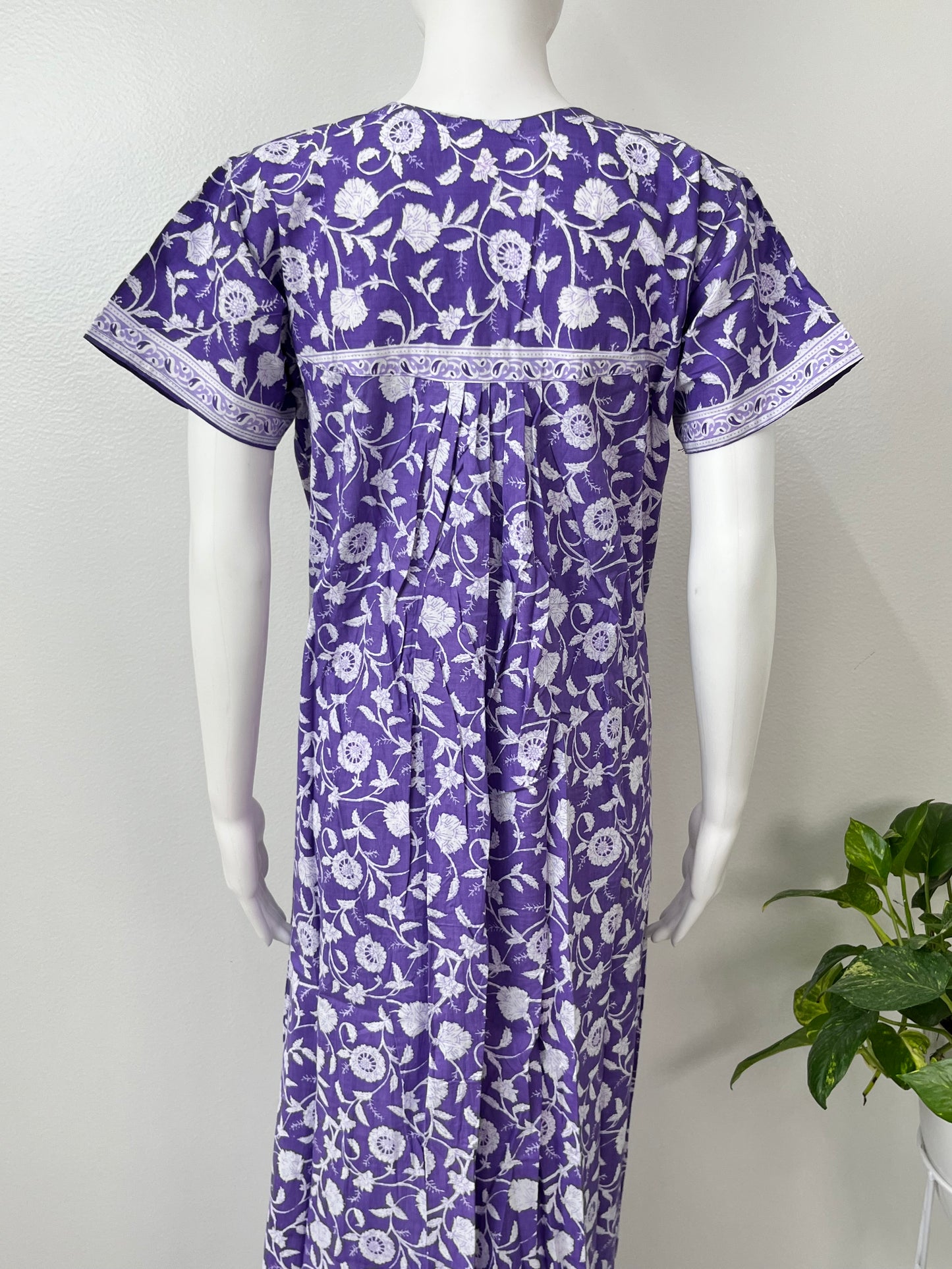 Lavender Pure Cotton Nightgown Soft & Comfortable