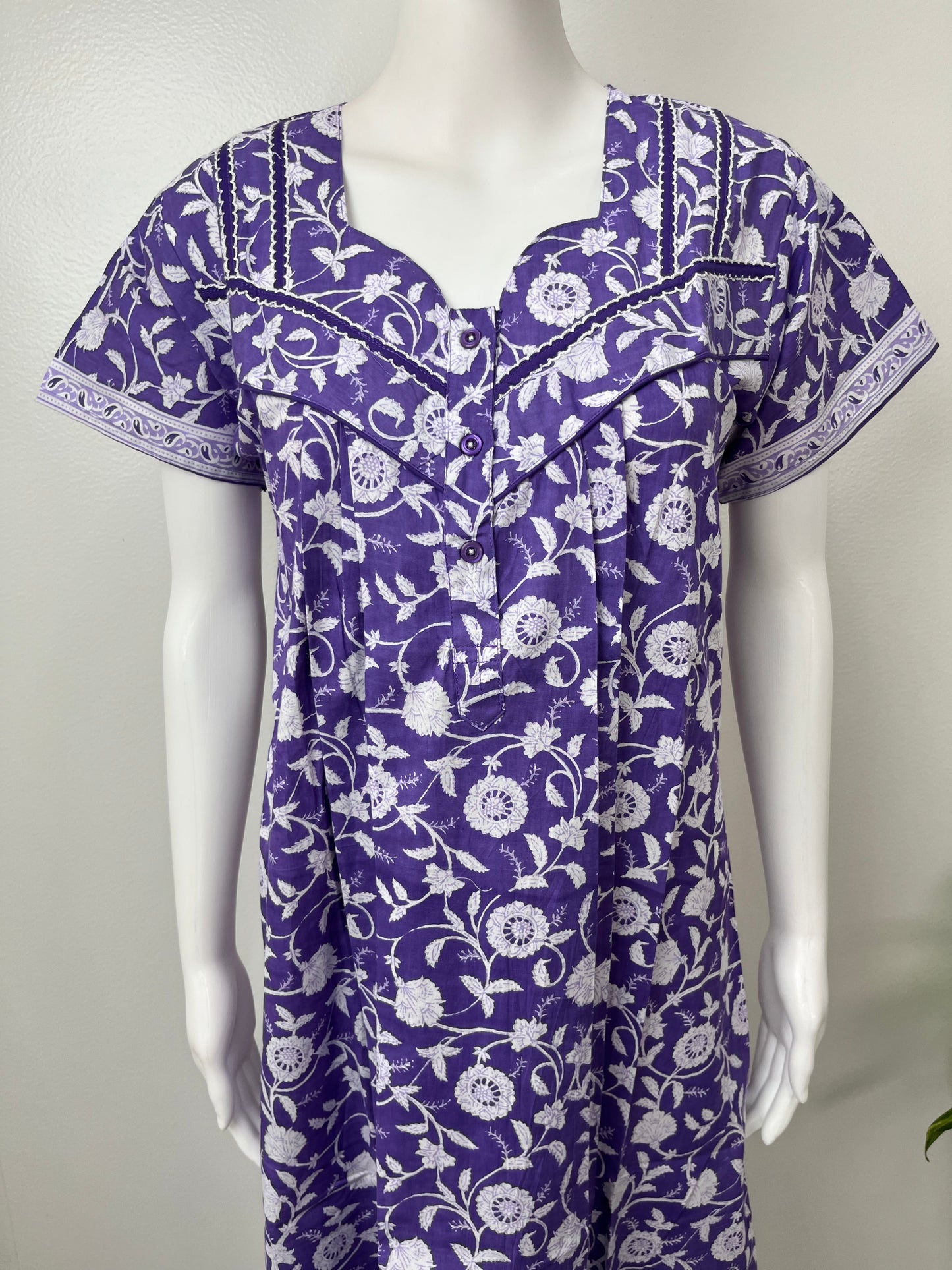 Lavender Pure Cotton Nightgown Soft & Comfortable