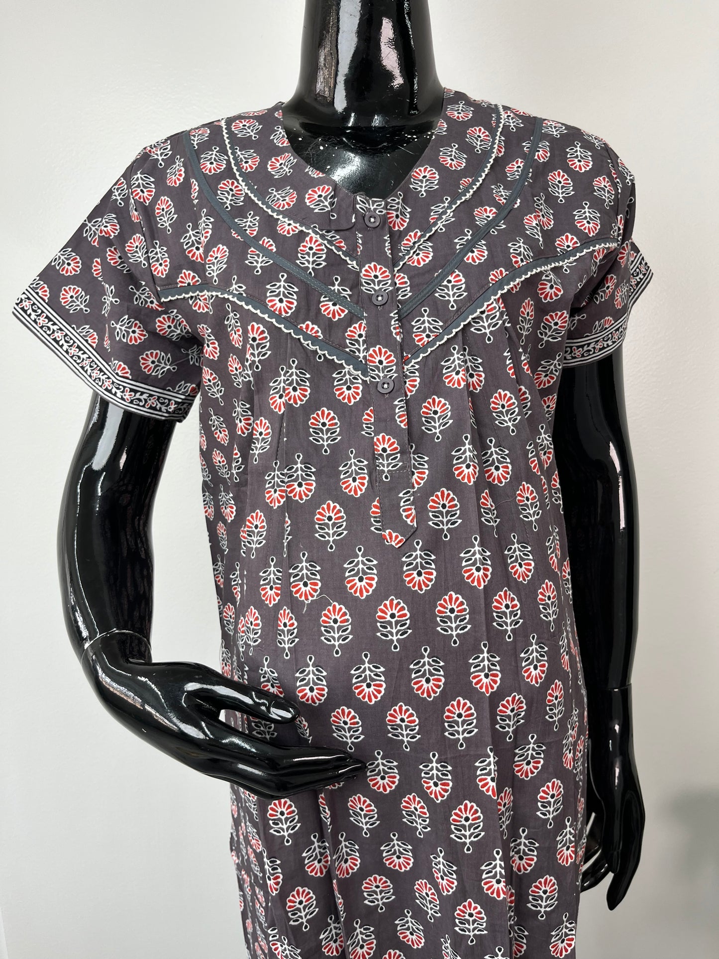 Grey Soft & Breathable Cotton Feeding Gown