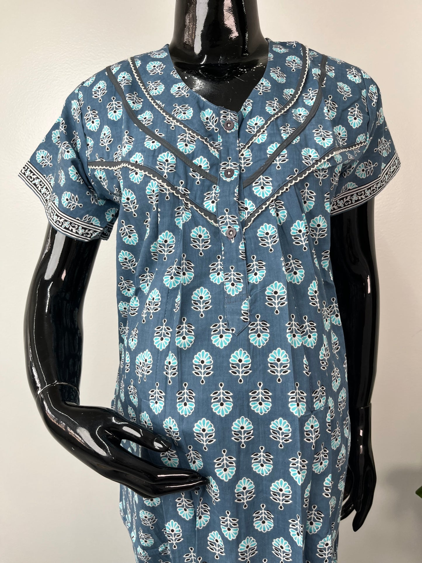 Comfort & Care Navy Pure Cotton Feeding Gown