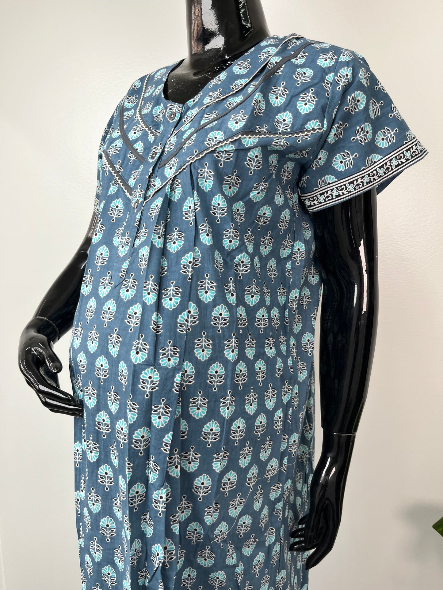 Comfort & Care Navy Pure Cotton Feeding Gown