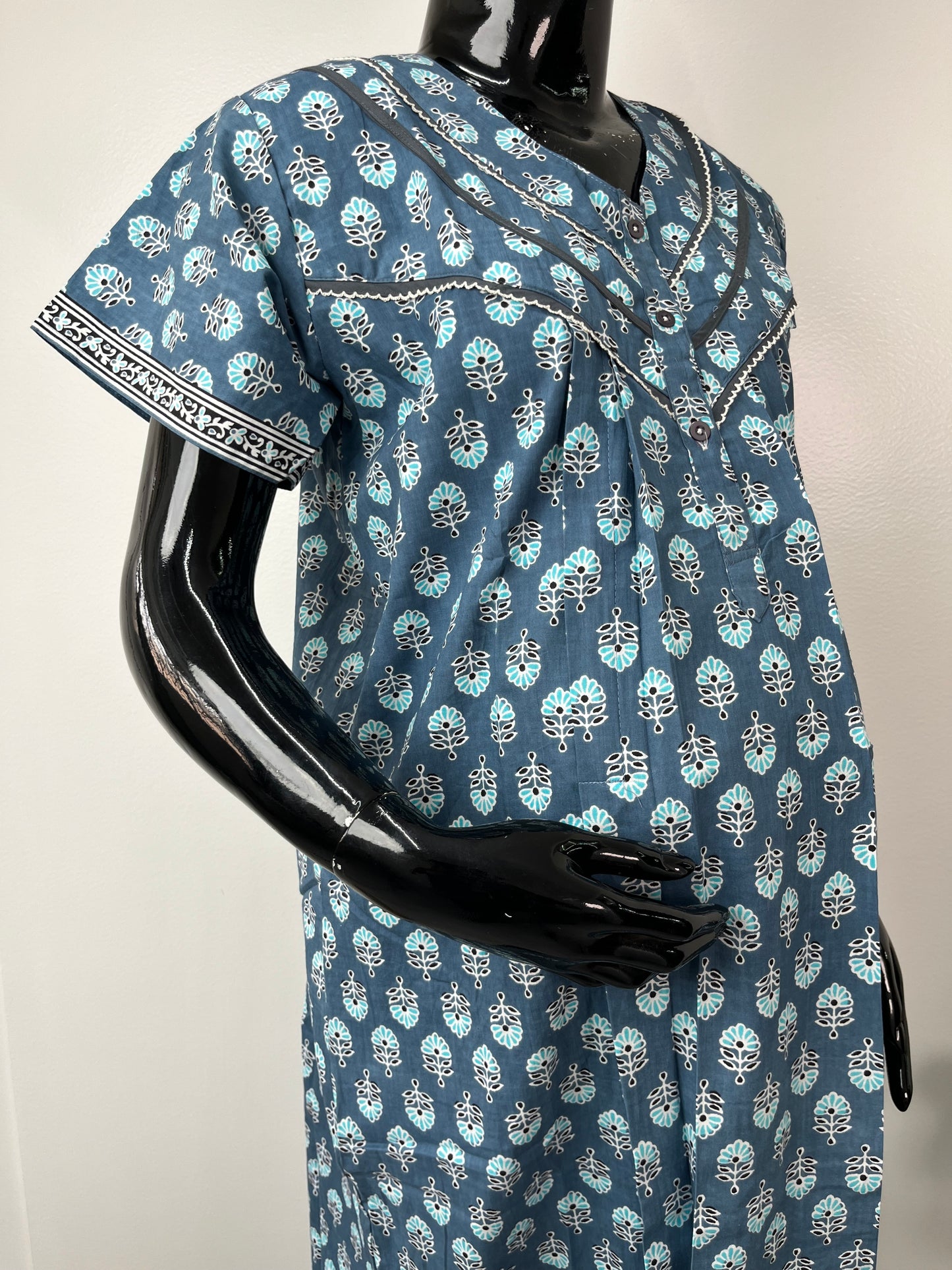 Comfort & Care Navy Pure Cotton Feeding Gown