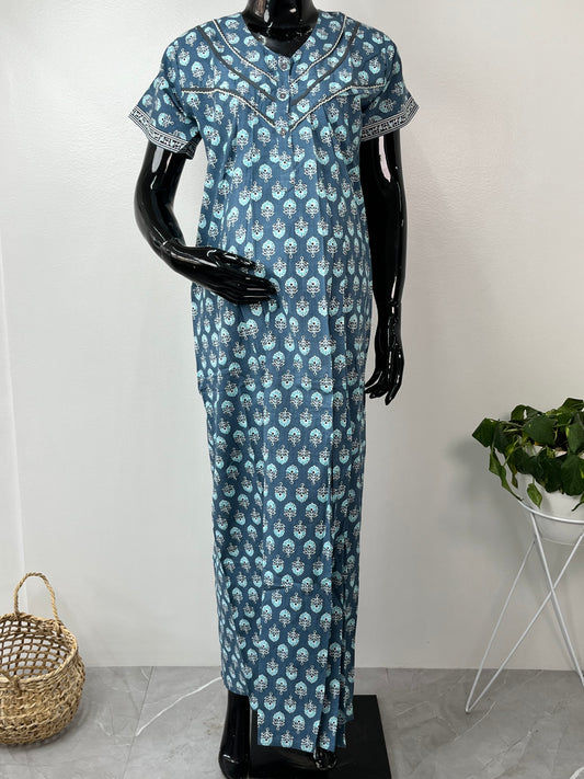 Comfort & Care Navy Pure Cotton Feeding Gown