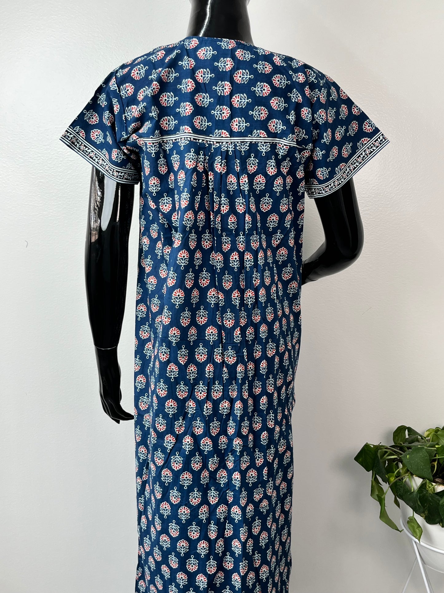Royal Blue Soft & Breathable Pure Cotton Feeding Gown