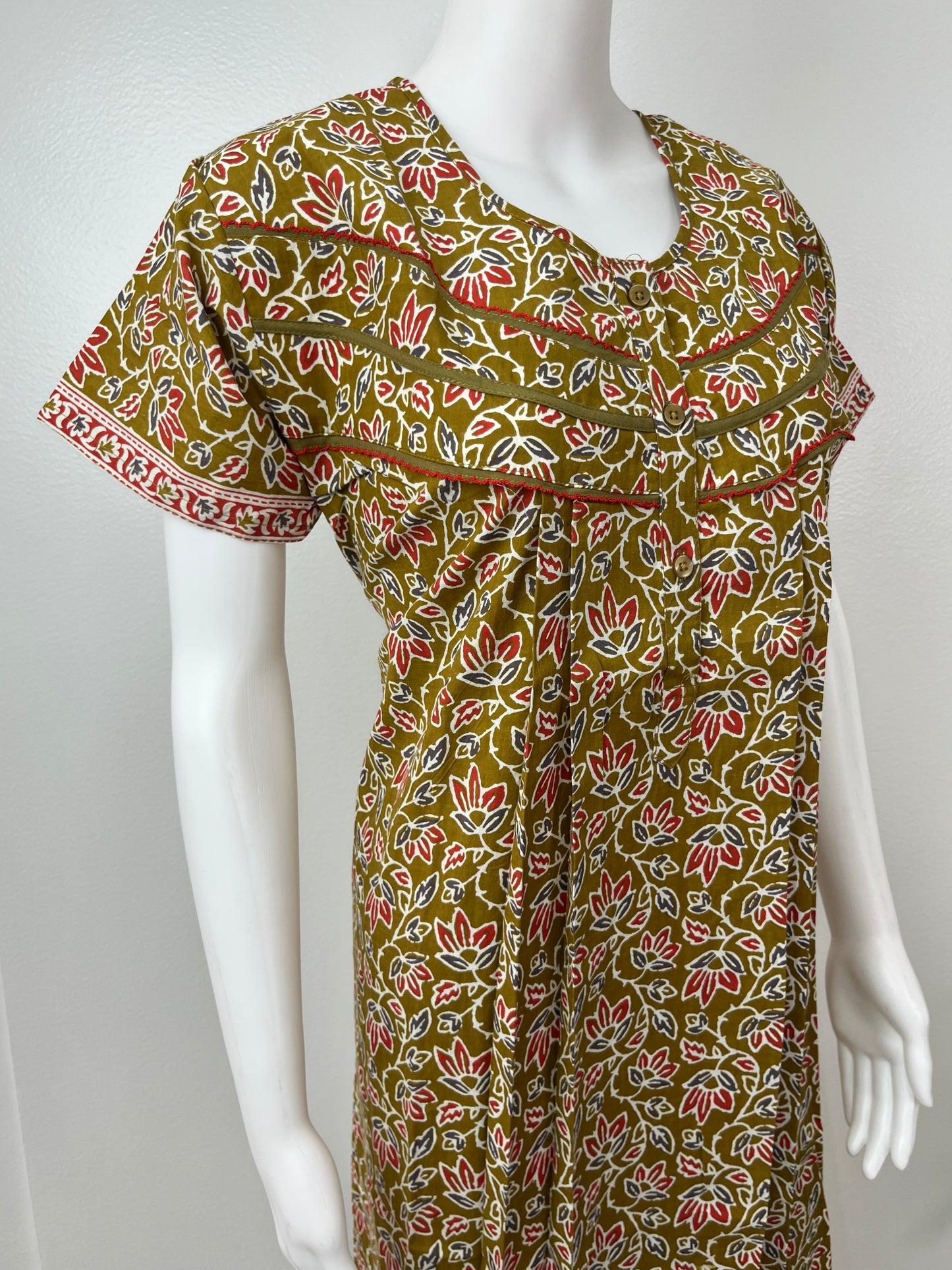 Olive Green 100% Cotton Women's Nightgown