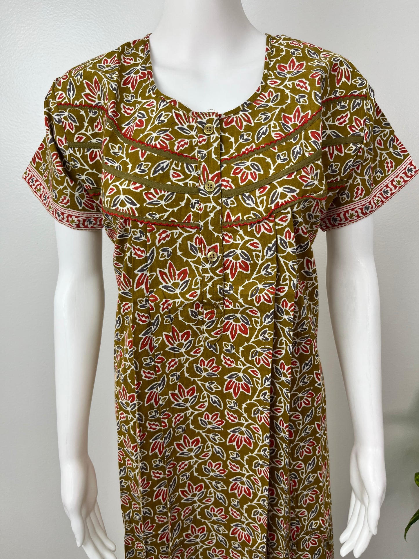 Olive Green 100% Cotton Women's Nightgown