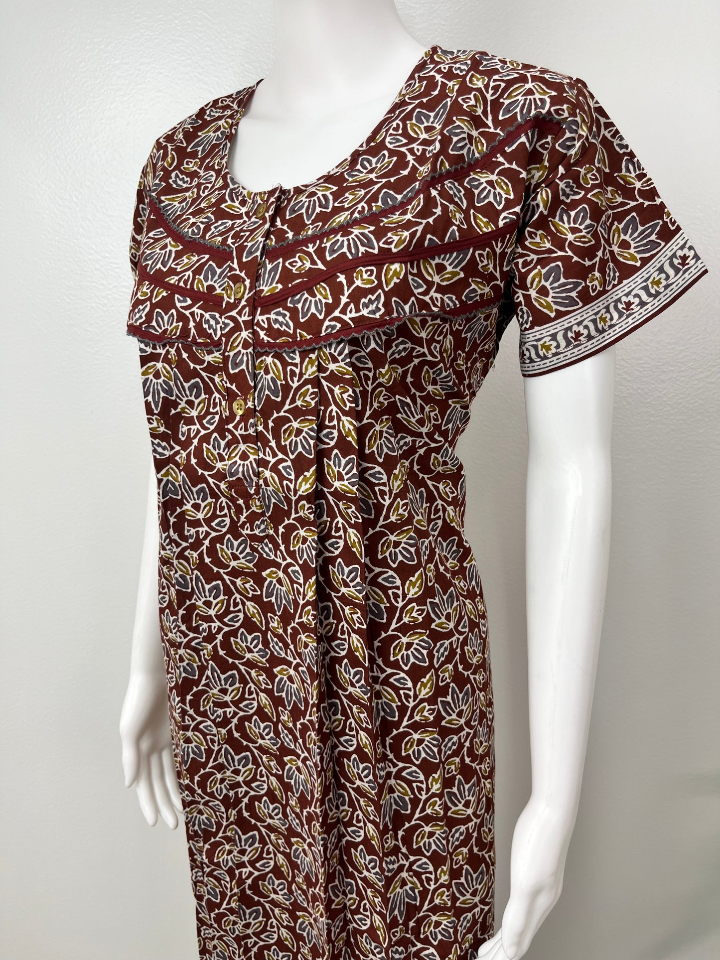 Maroon 100% Cotton Nightgown Soft & Comfortable