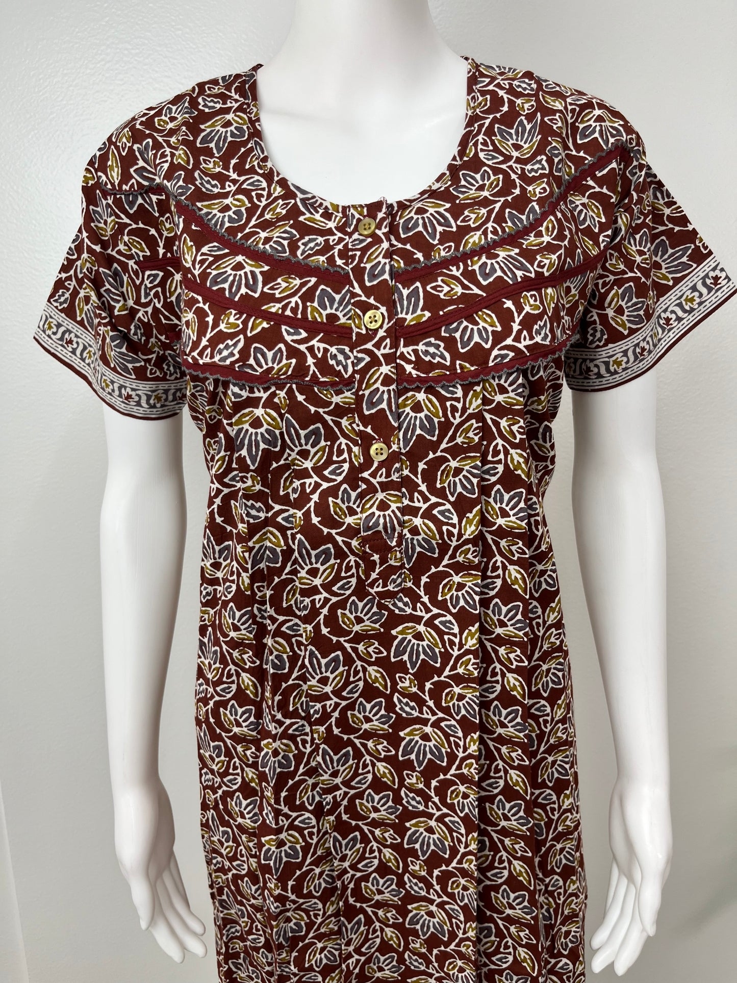Maroon 100% Cotton Nightgown Soft & Comfortable