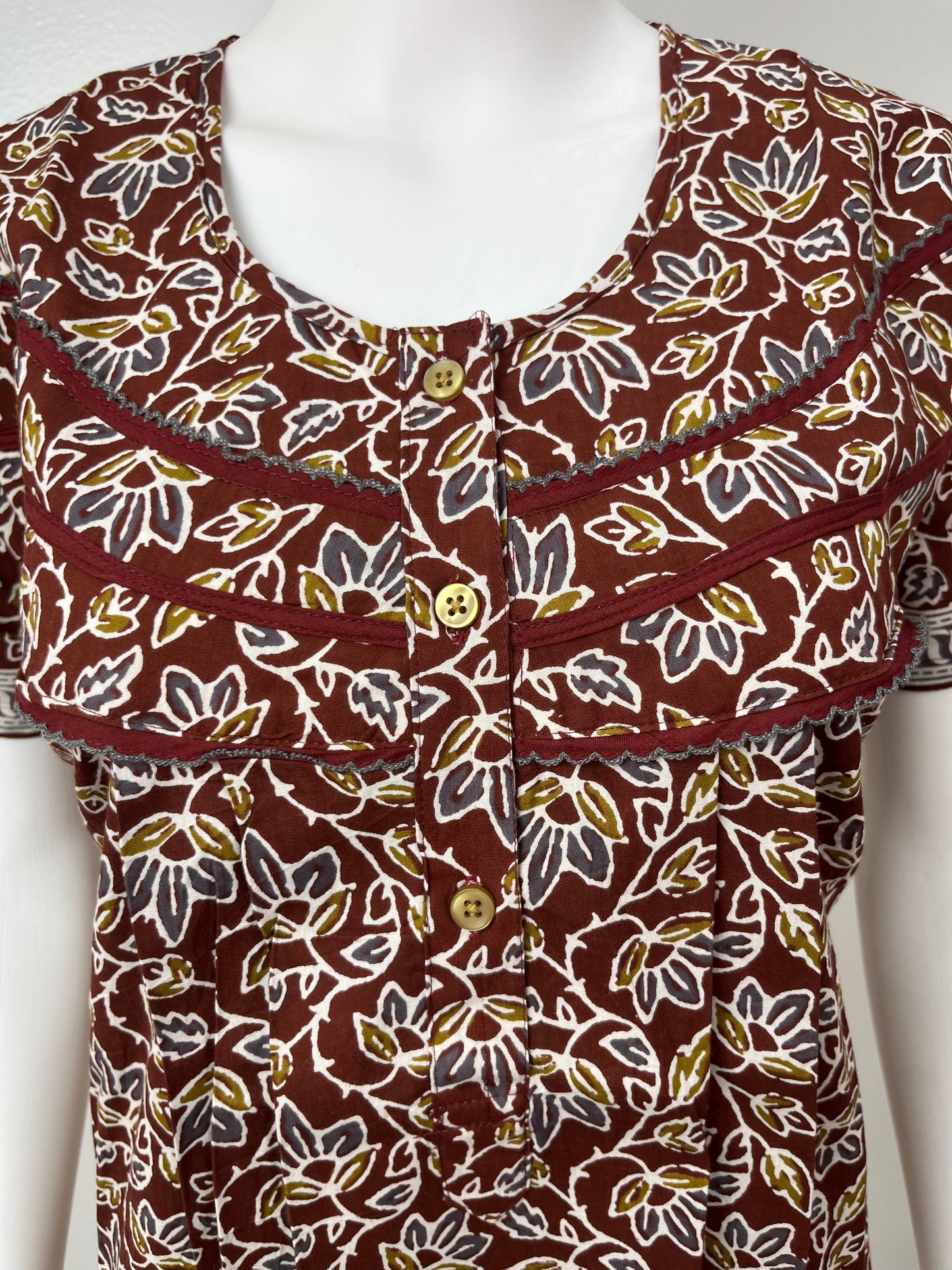 Maroon 100% Cotton Nightgown Soft & Comfortable