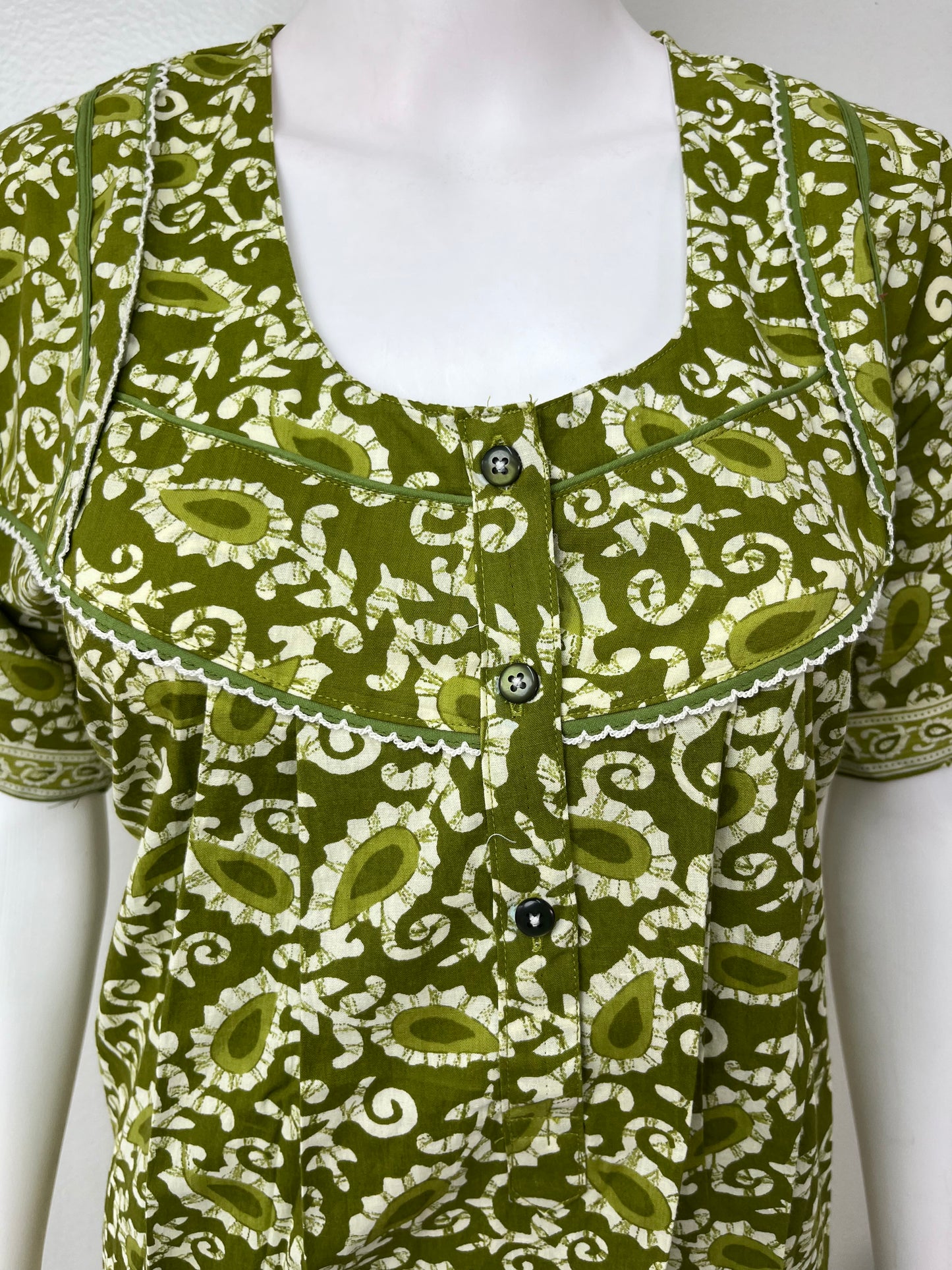 Olive Green Pure Cotton Nighty Elegant & Comfortable