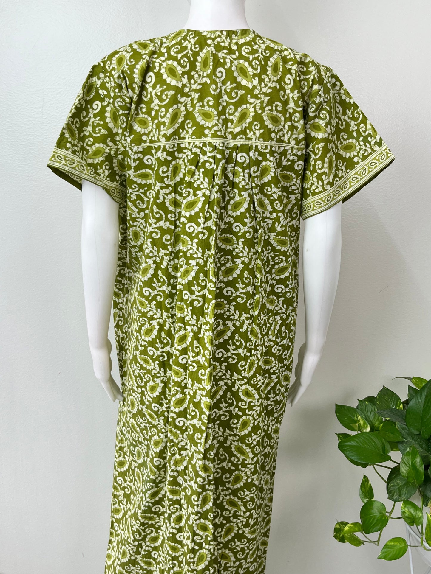 Olive Green Pure Cotton Nighty Elegant & Comfortable