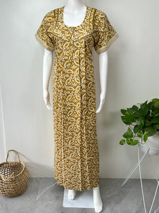 Mustard Pure Cotton Women's Nighty