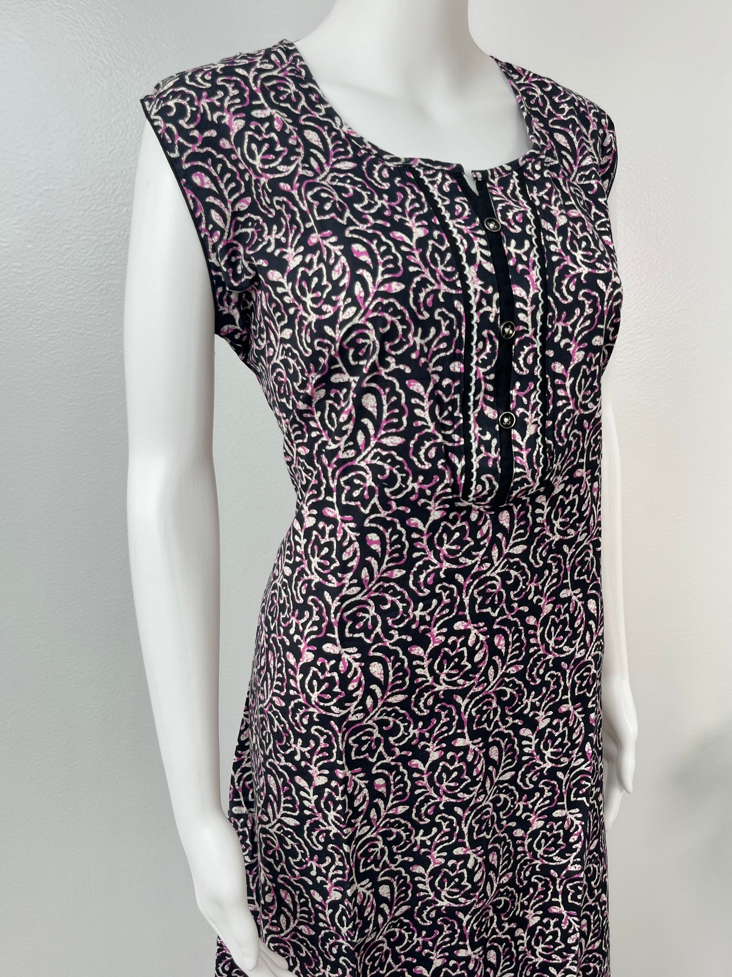 Black 100% Pure Sleeveless Cotton Nighty for Women