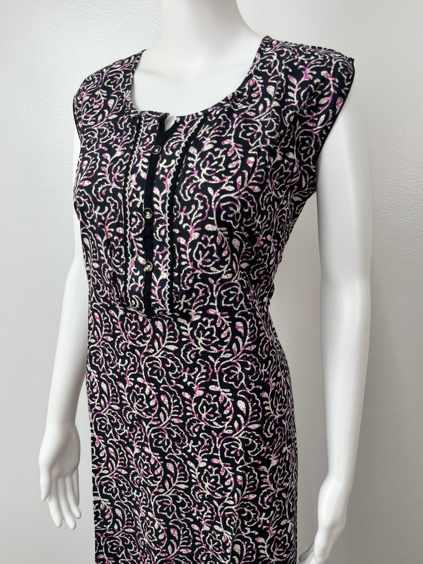 Black 100% Pure Sleeveless Cotton Nighty for Women