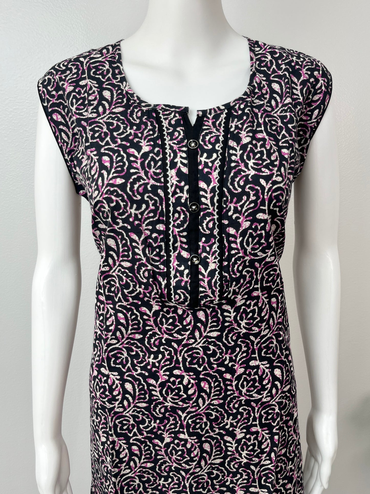 Black 100% Pure Sleeveless Cotton Nighty for Women