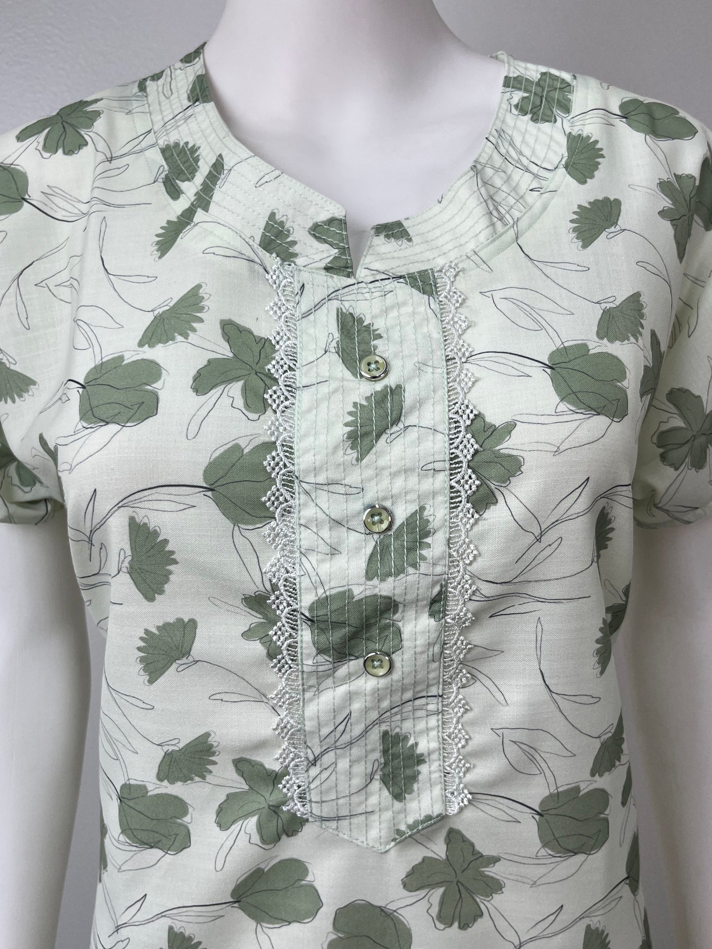 Mint Green Printed 100% Cotton Nightgown Soft & Comfortable