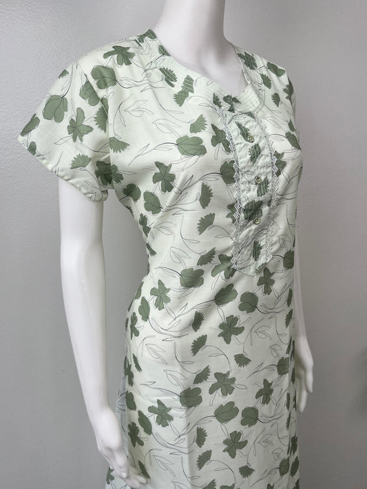 Mint Green Printed 100% Cotton Nightgown Soft & Comfortable