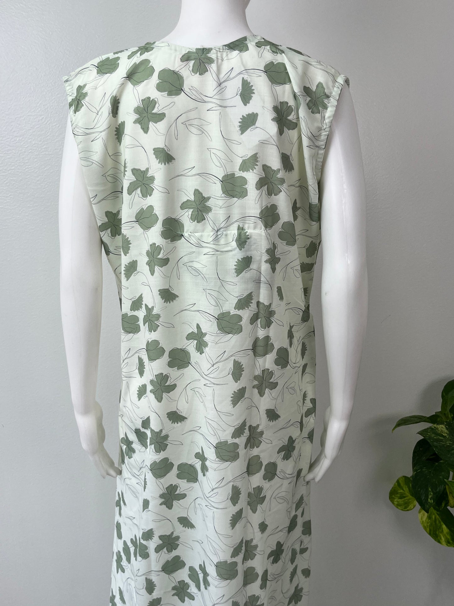 Light Green Sleeveless Pure Cotton Nighty for Women