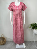 Peach Pleated Cotton Nightgown Soft & Comfortable