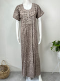 Grey Pure Cotton Nightgown with Embroidery