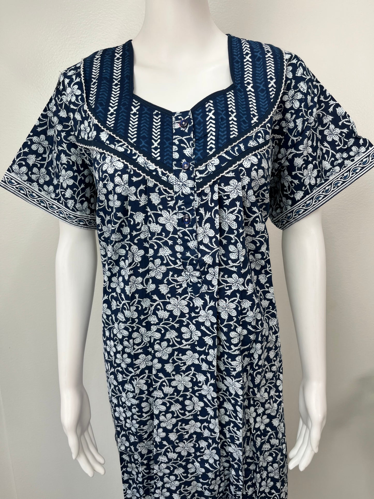 Navy Blue 100% Cotton Nighty Soft & Comfortable