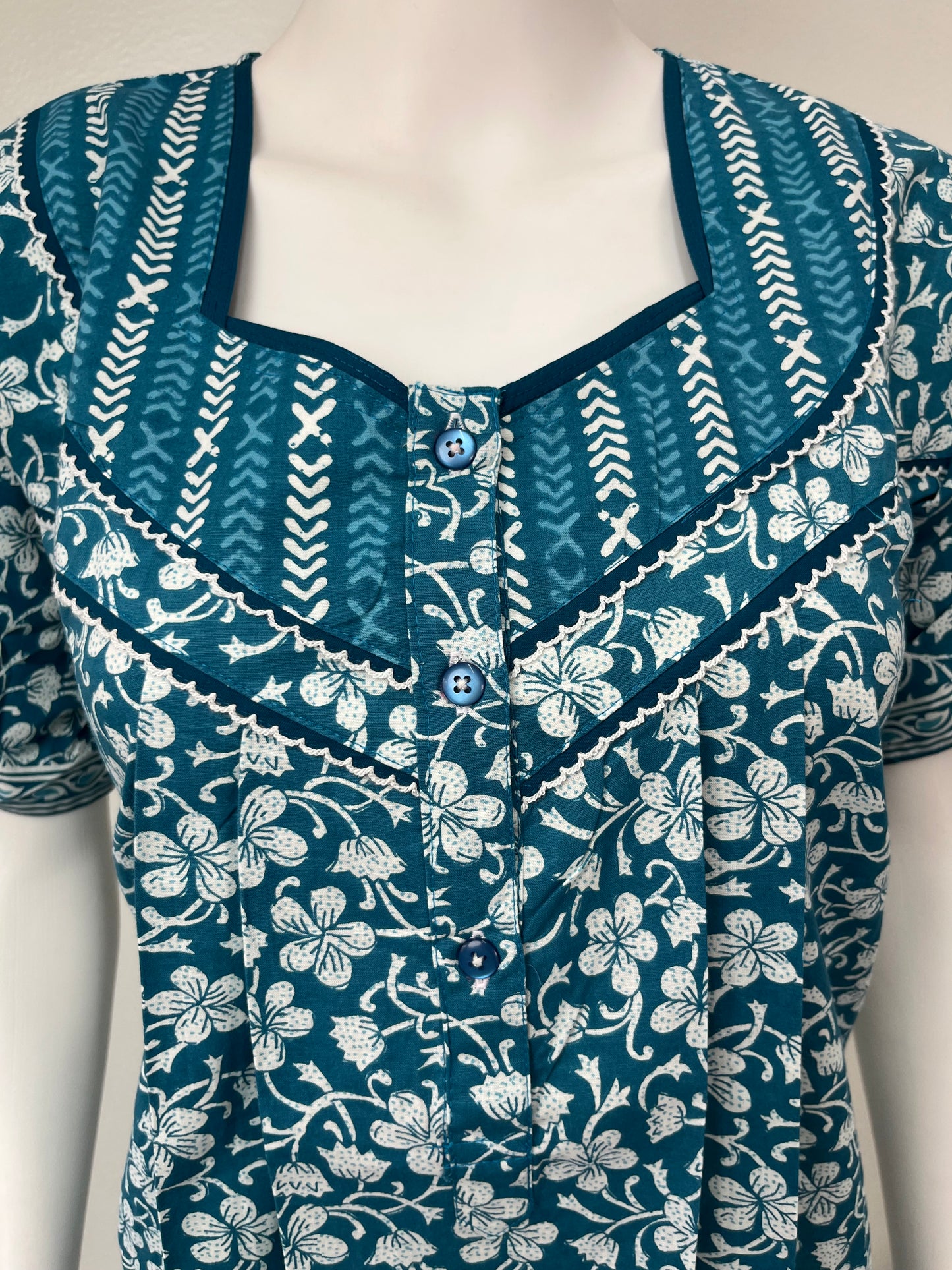Teal Blue Cotton Nighty Comfortable & Elegant