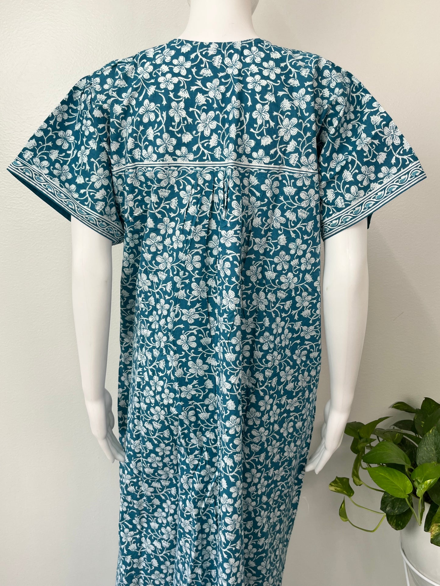 Teal Blue Cotton Nighty Comfortable & Elegant