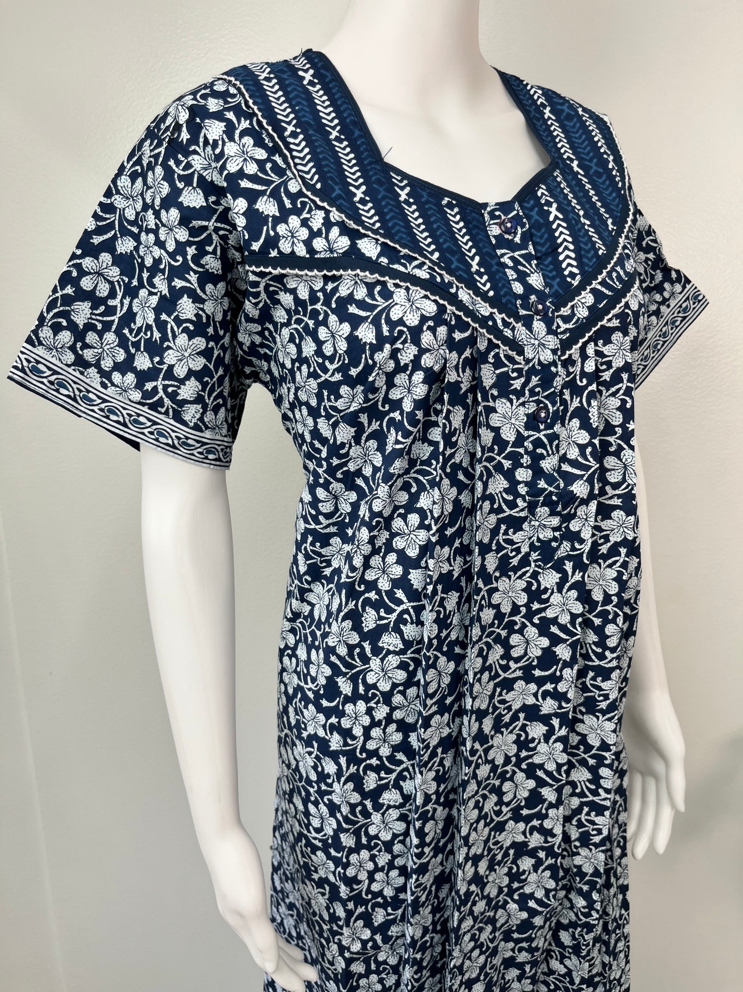 Navy Blue 100% Cotton Nighty Soft & Comfortable