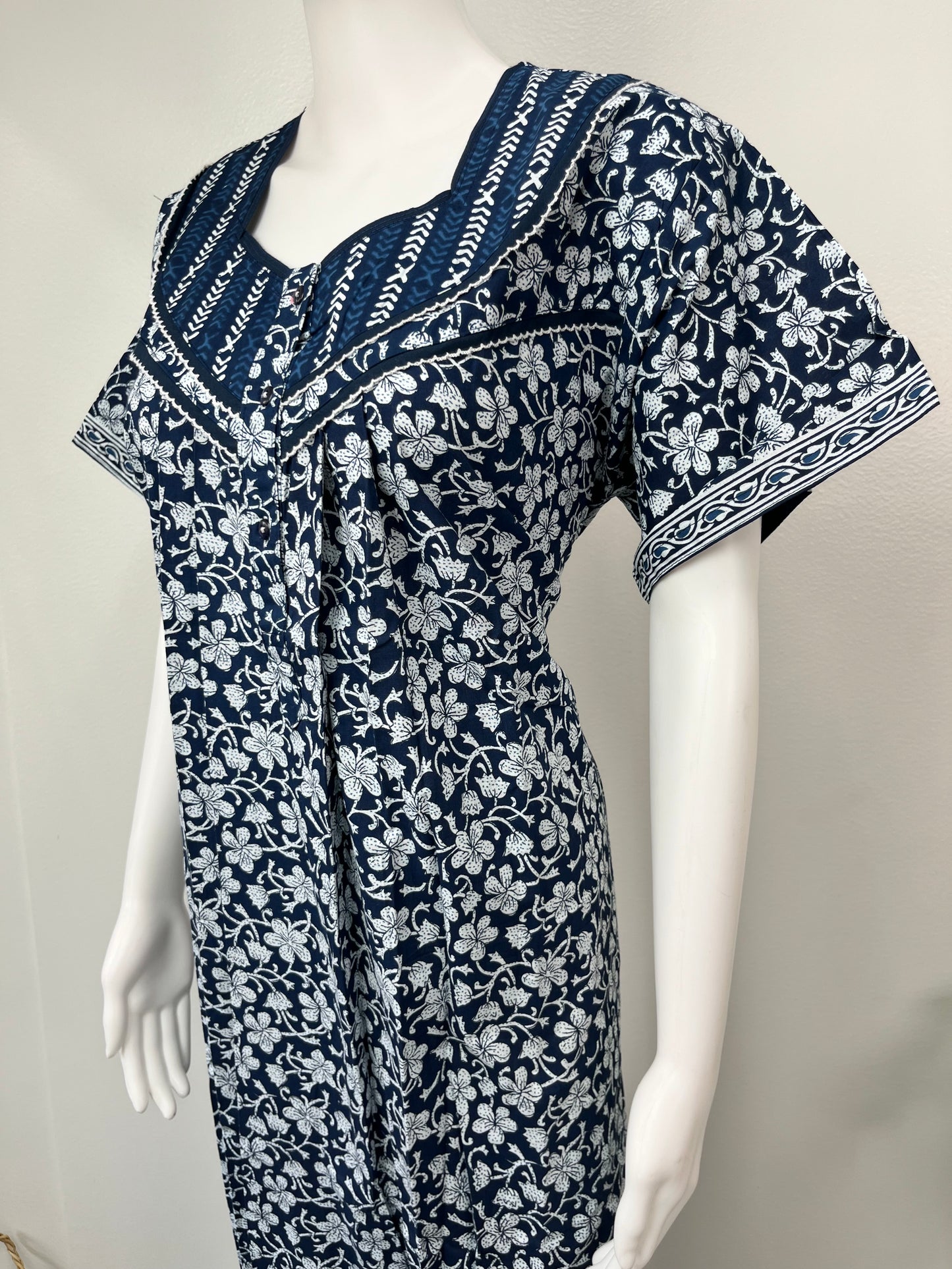 Navy Blue 100% Cotton Nighty Soft & Comfortable