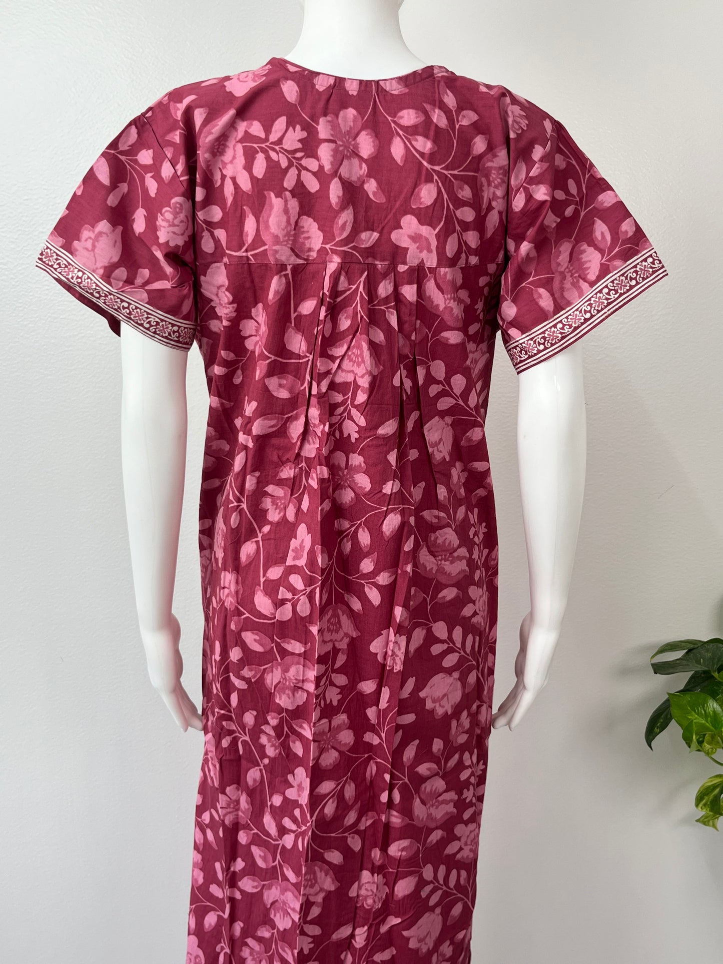 Pink Pure Cotton Nightgown Comfortable & Elegant