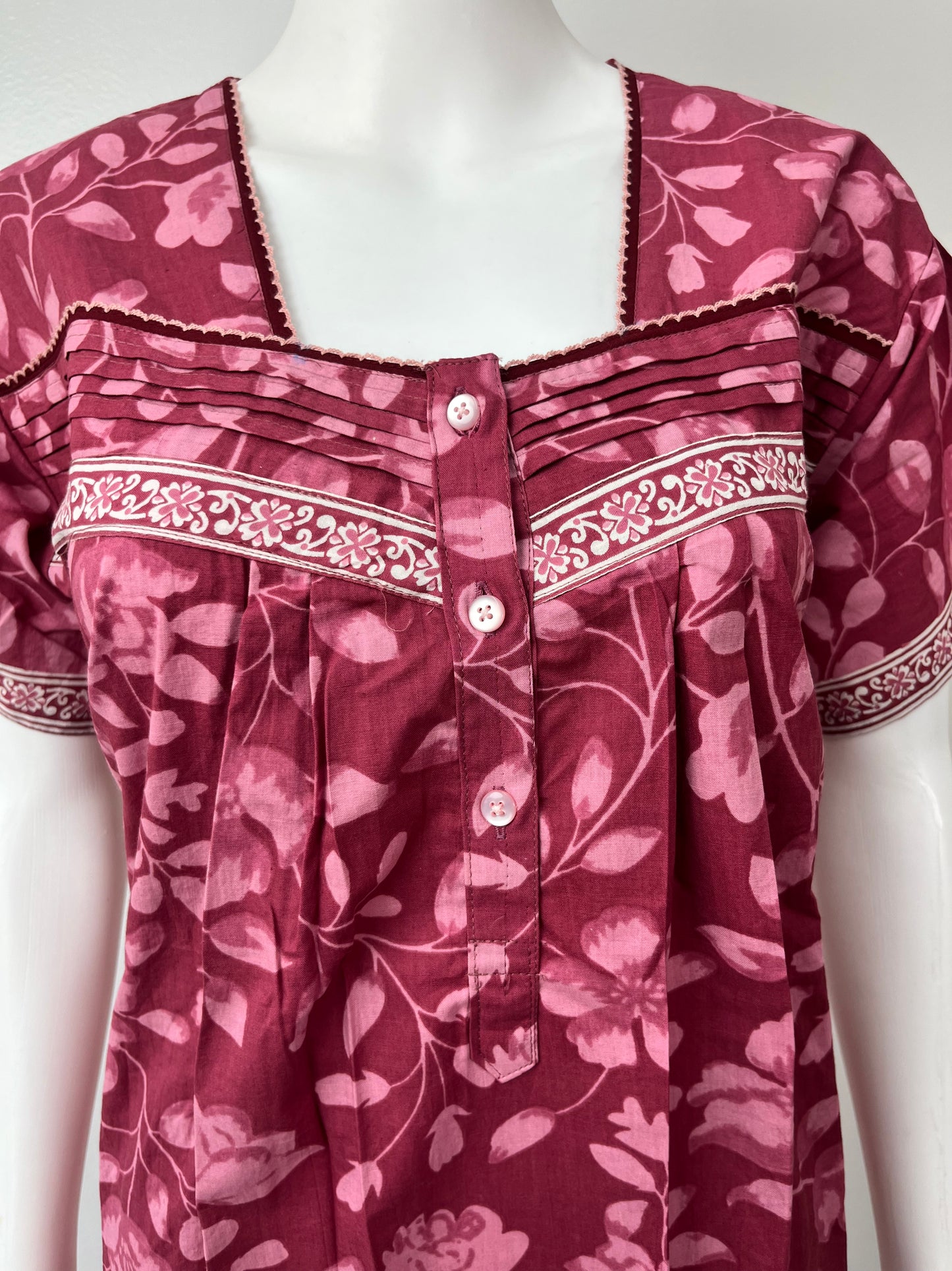 Pink Pure Cotton Nightgown Comfortable & Elegant