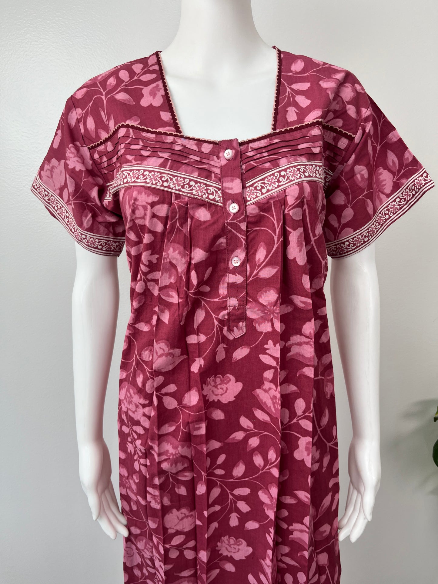 Pink Pure Cotton Nightgown Comfortable & Elegant