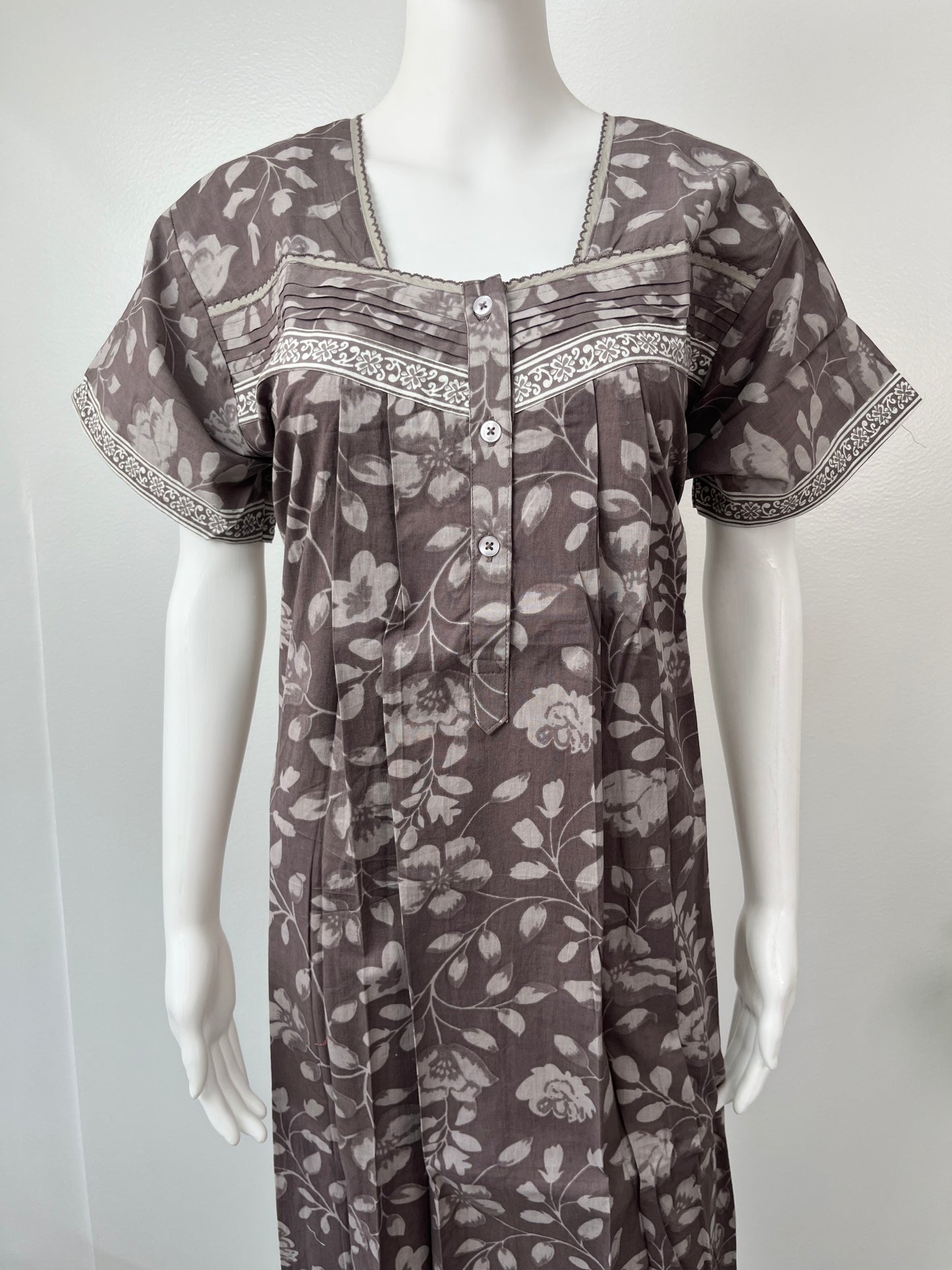 Grey Foliage Pure Cotton Nighty Soft & Elegant