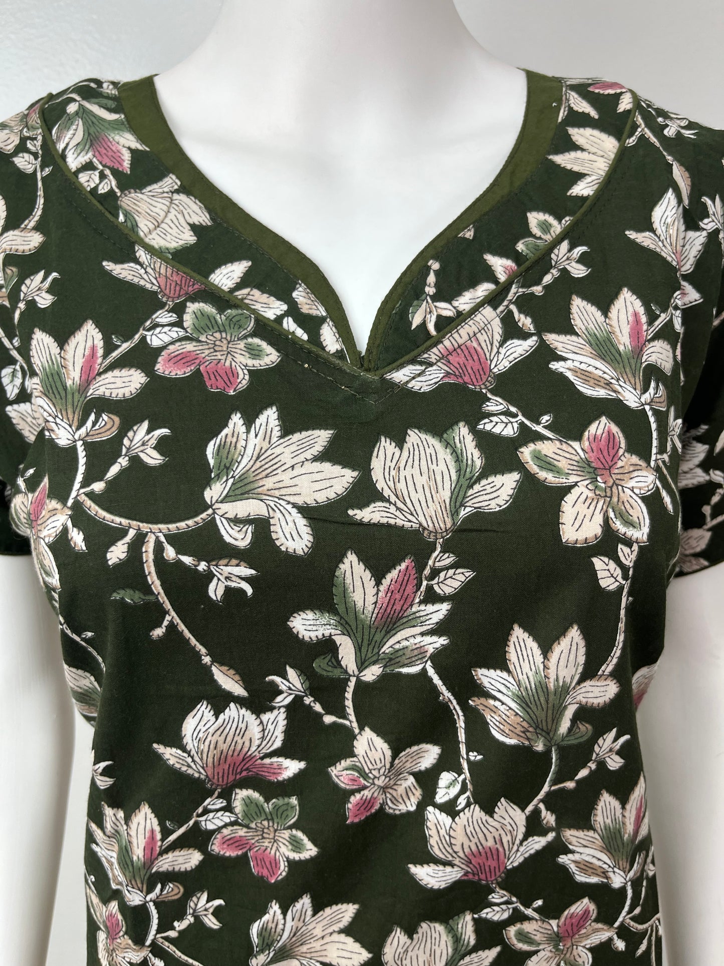 Olive Green 100% Cotton Women's Nightgown for Women