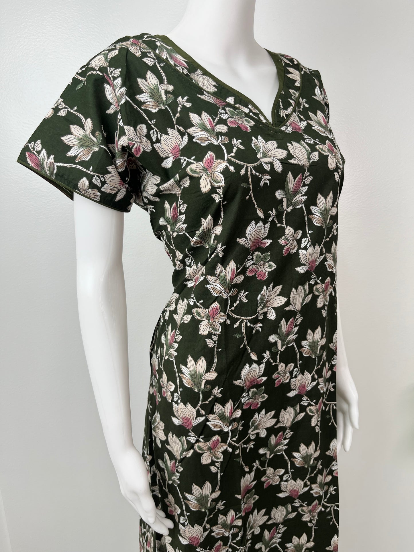Olive Green 100% Cotton Women's Nightgown for Women