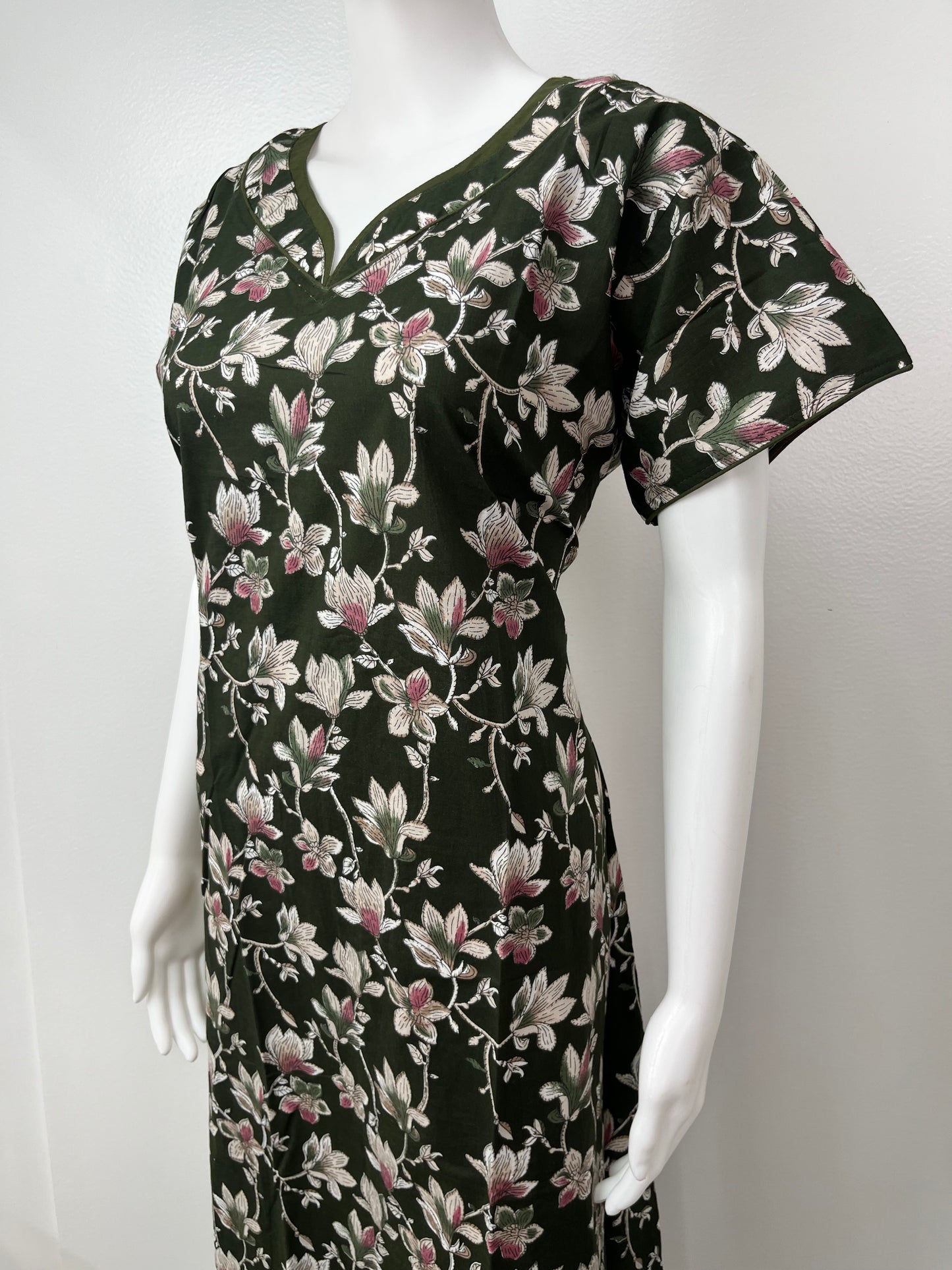 Olive Green 100% Cotton Women's Nightgown for Women