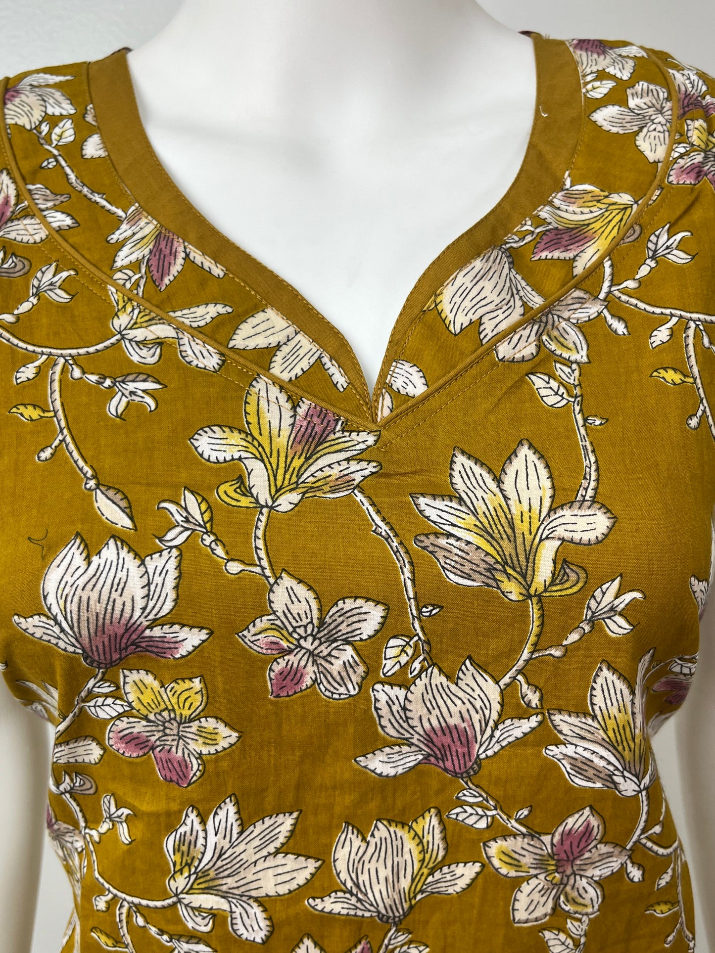 Mustard Pure Cotton Sleeveless Nighty for Women