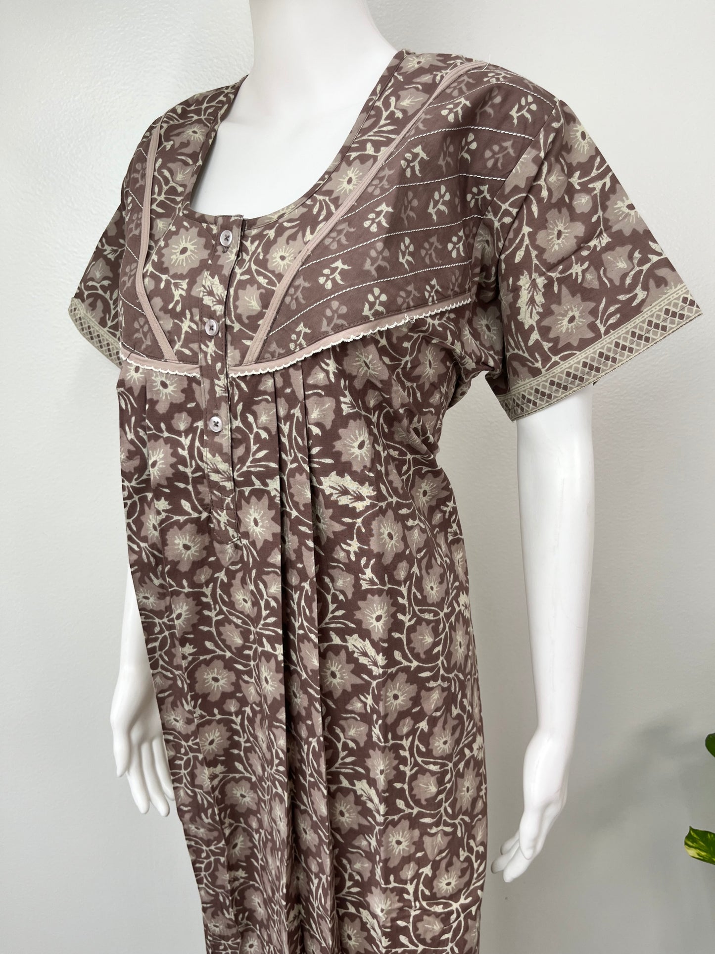 Brown Pure Cotton Women's Nighty Comfortable & Elegant