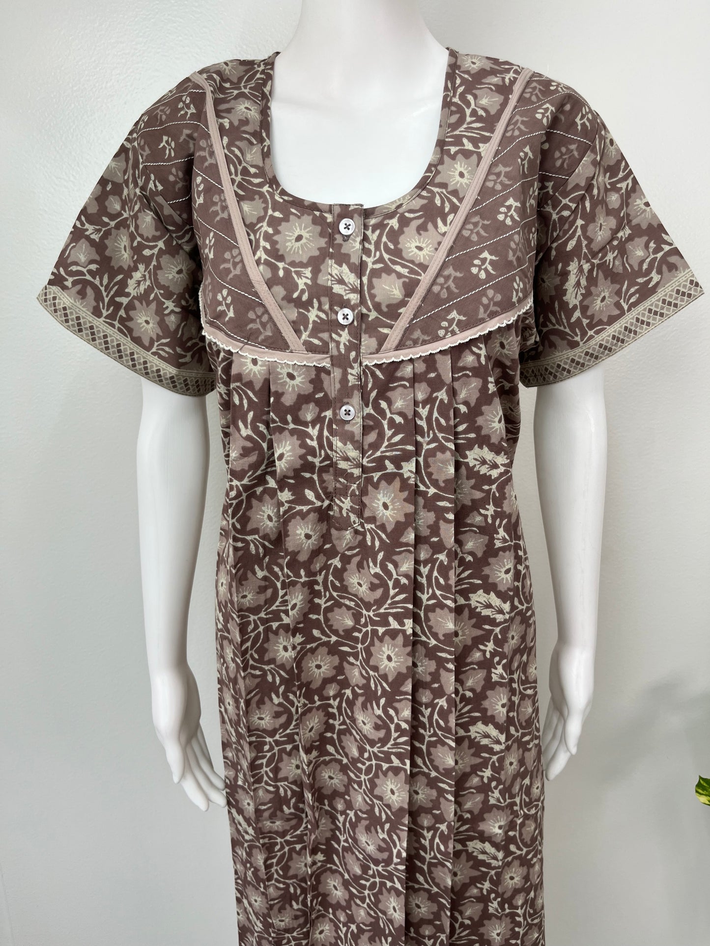 Brown Pure Cotton Women's Nighty Comfortable & Elegant