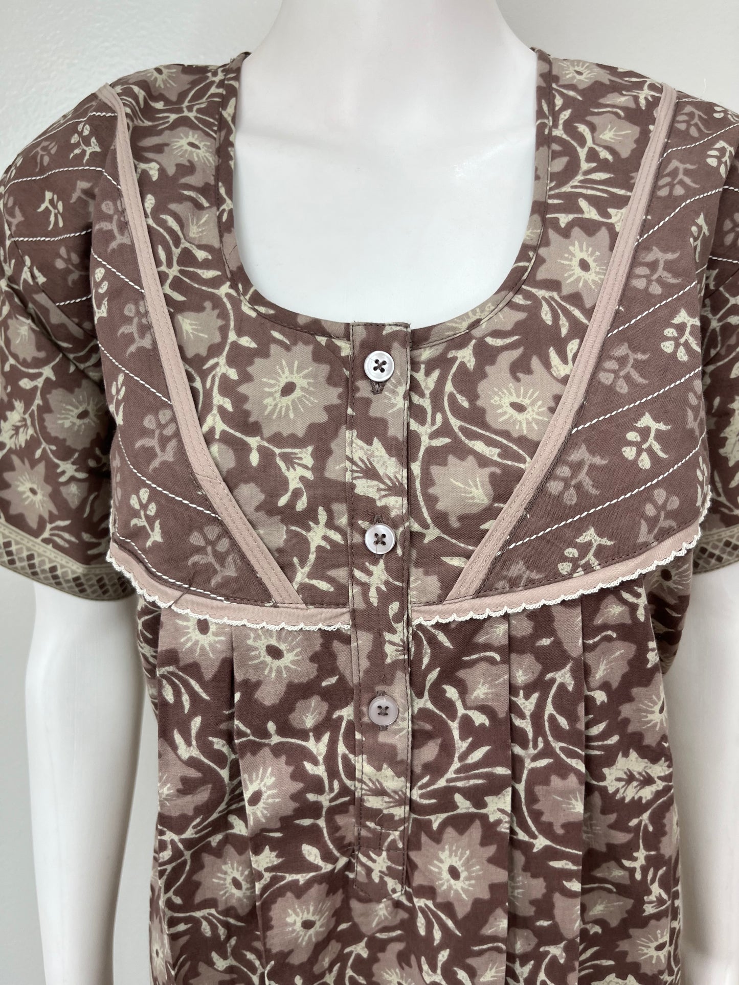 Brown Pure Cotton Women's Nighty Comfortable & Elegant