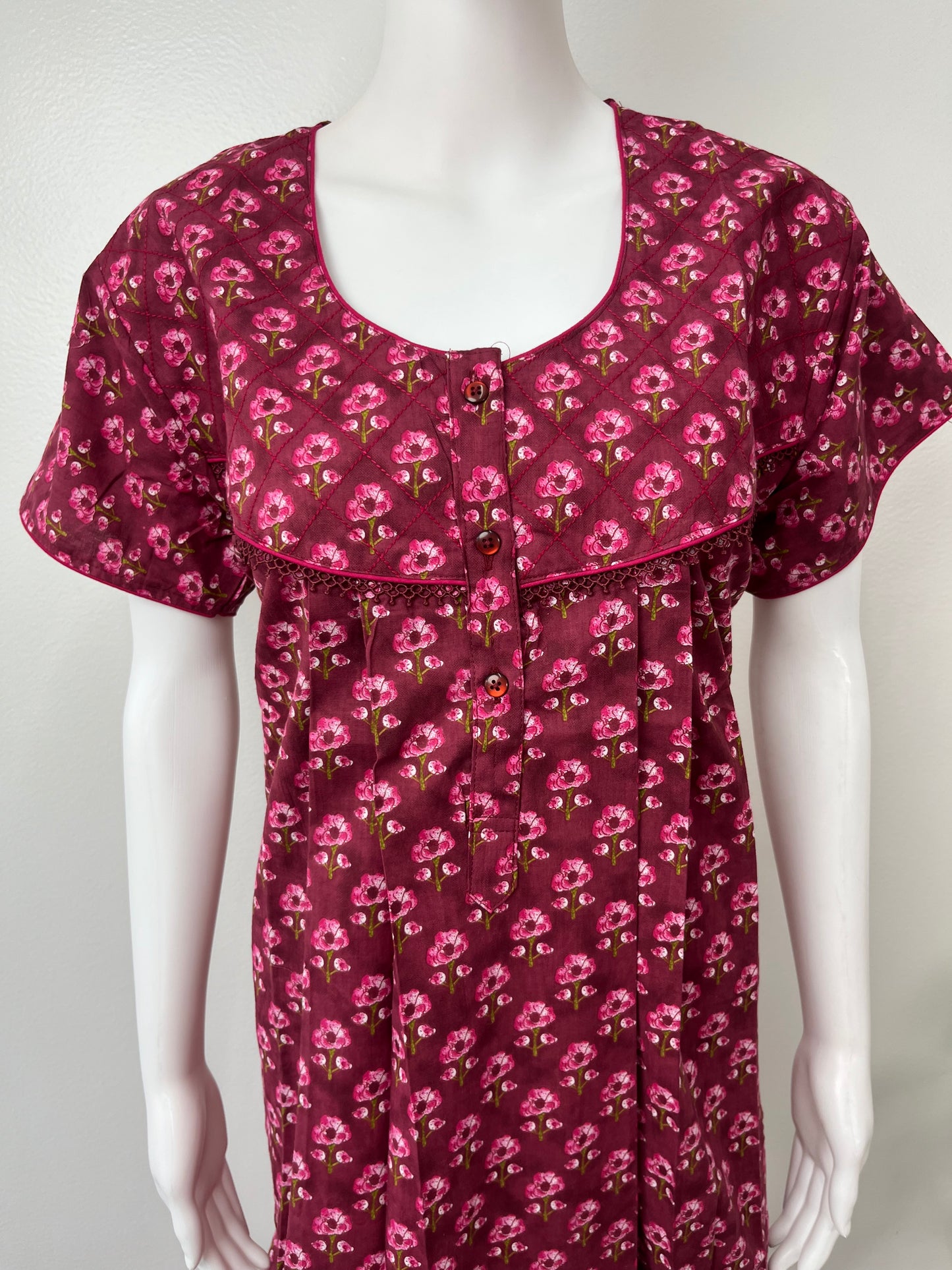 Hot Pink 100% Cotton Nighty Comfortable & Elegant