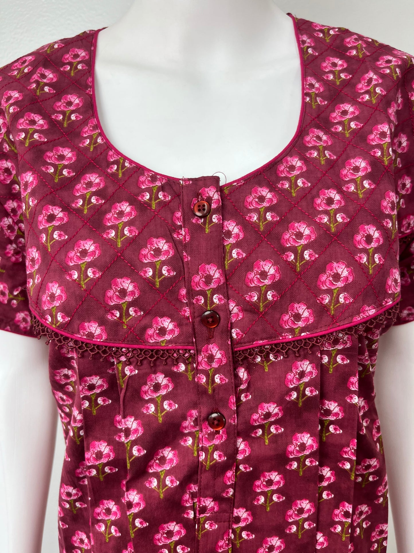 Hot Pink 100% Cotton Nighty Comfortable & Elegant