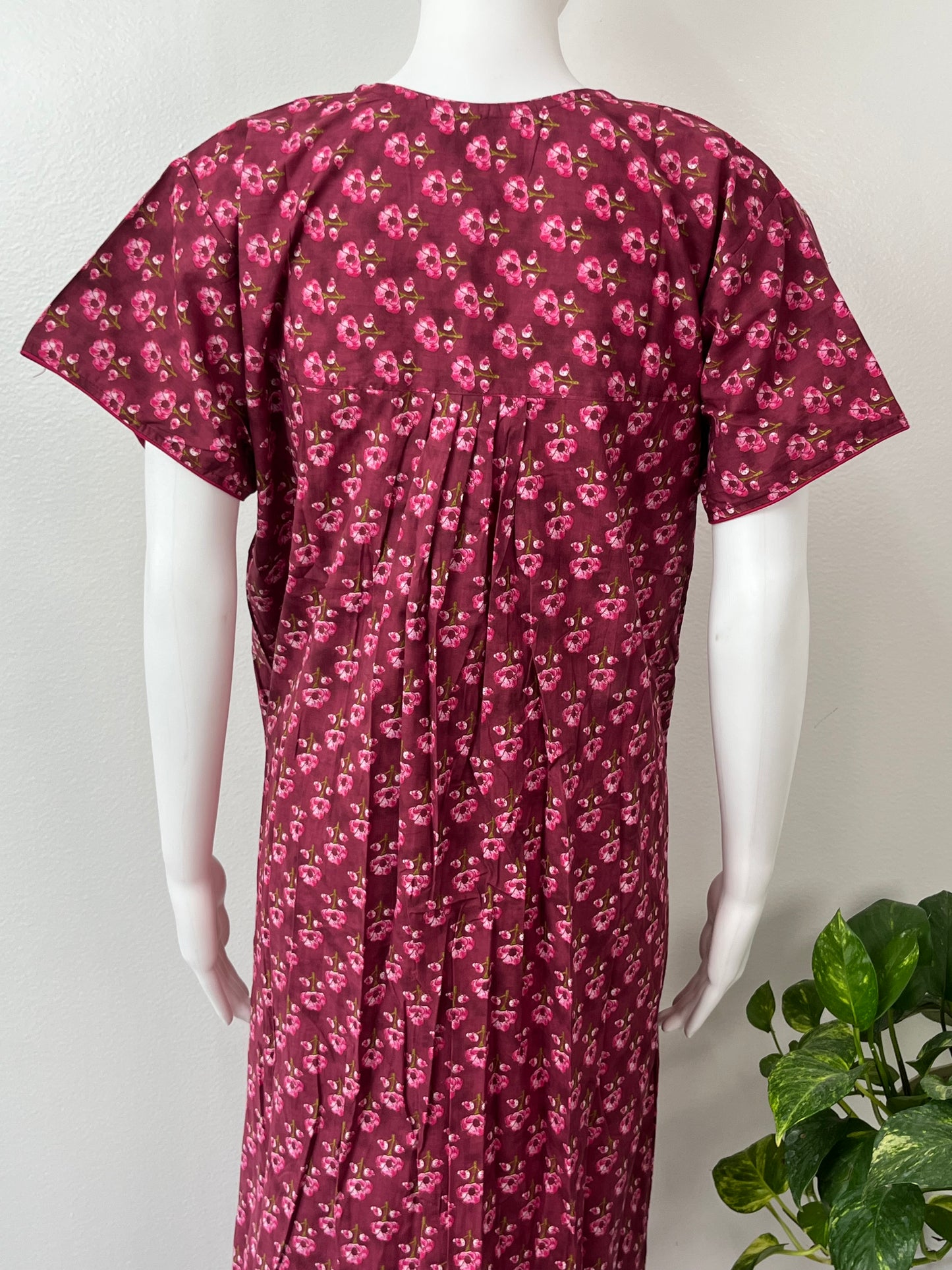 Hot Pink 100% Cotton Nighty Comfortable & Elegant