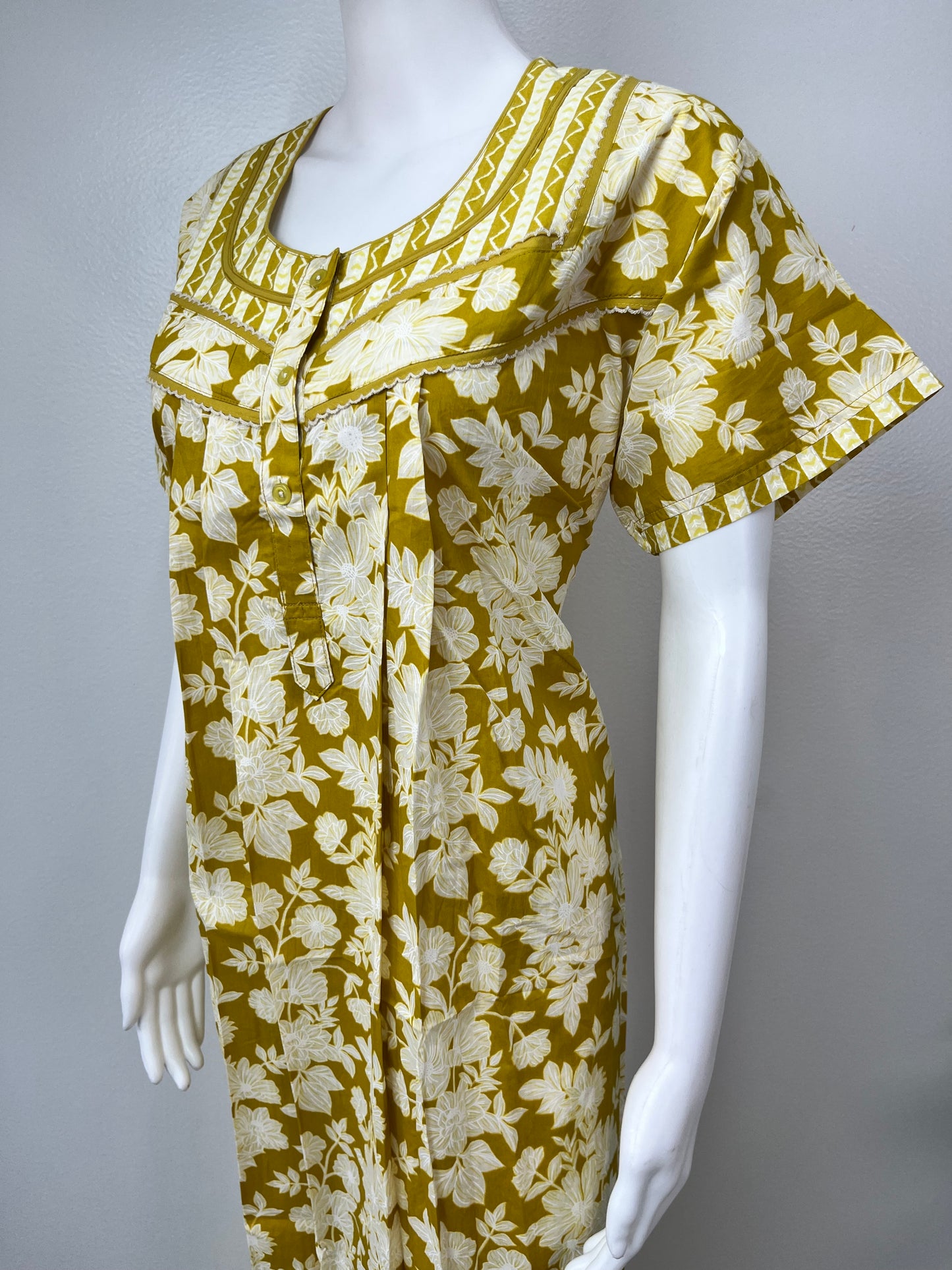 Yellow 100% Cotton Nighty for Women