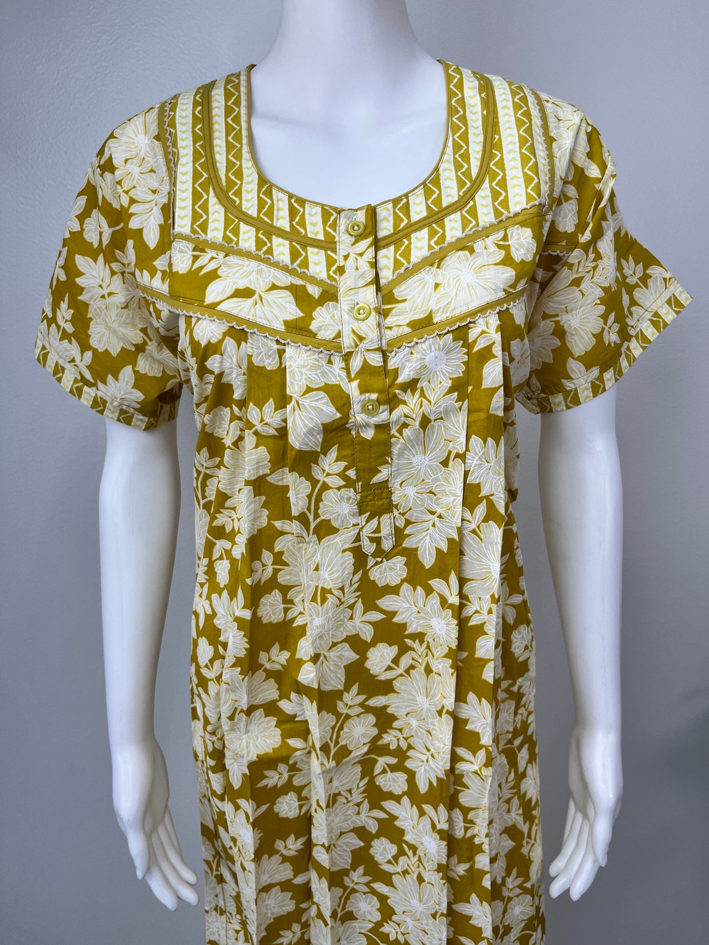 Yellow 100% Cotton Nighty for Women