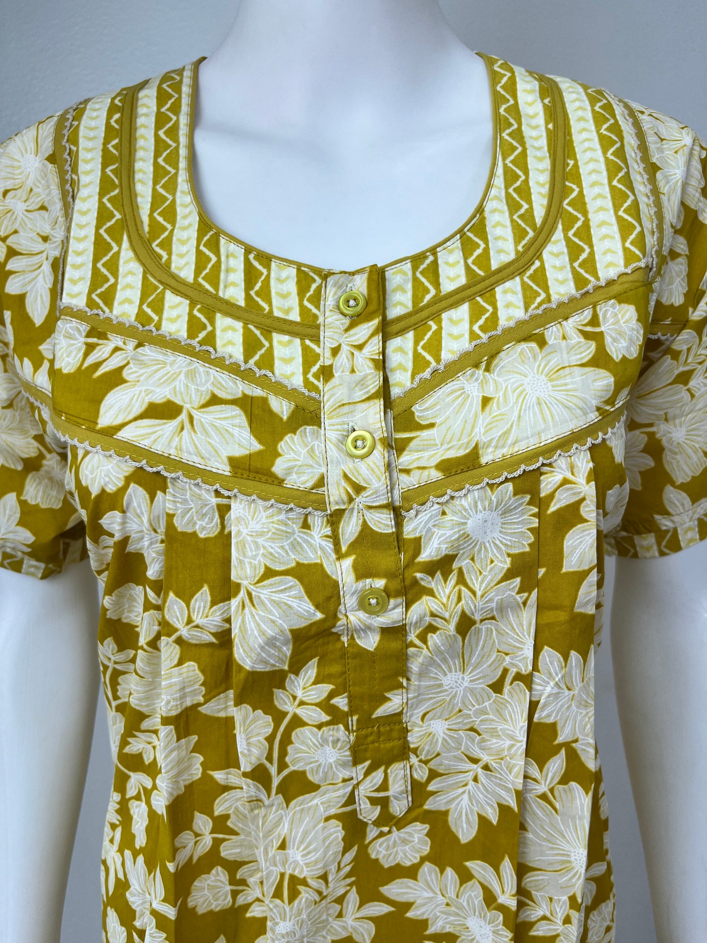 Yellow 100% Cotton Nighty for Women