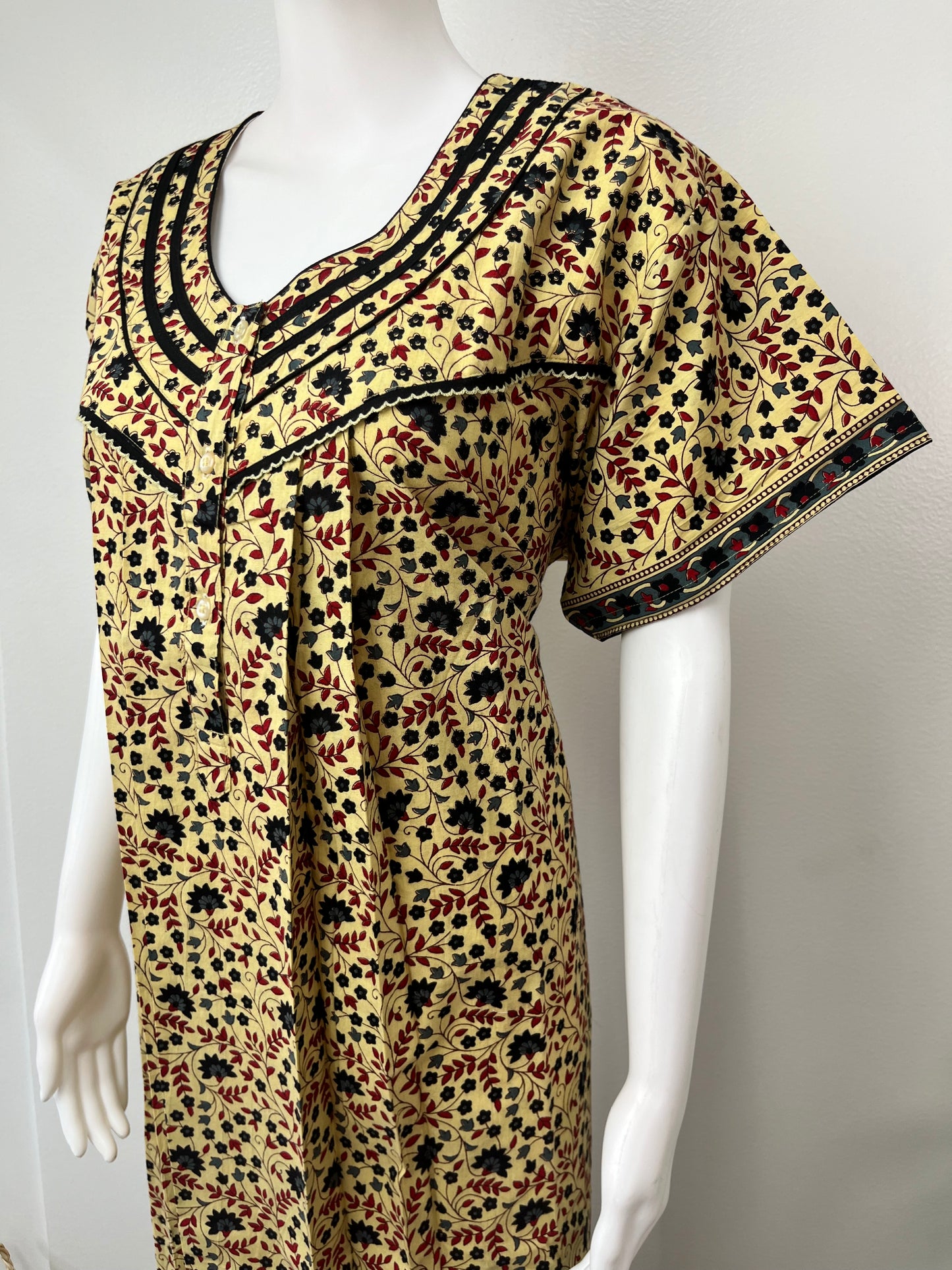 Pleated 100% Cotton Nightgown for Women