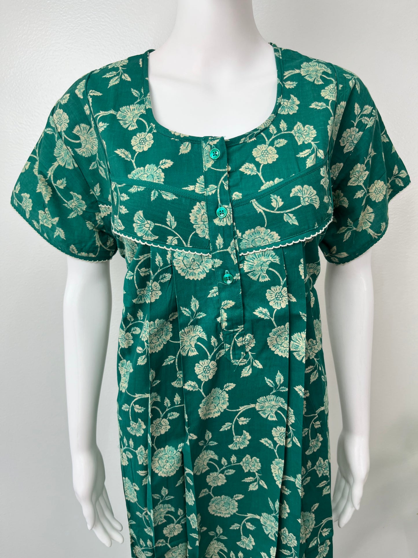 Green Pure Cotton Nightgown for Women