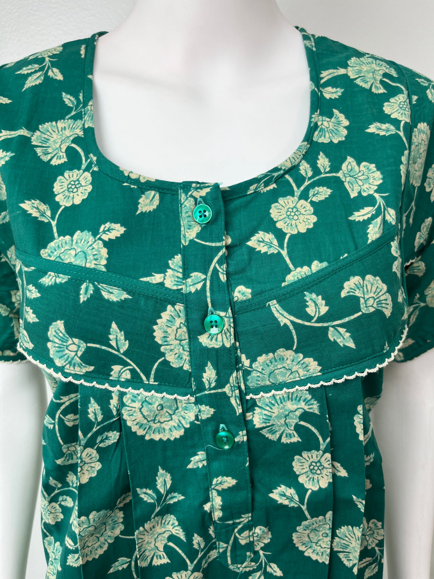 Green Pure Cotton Nightgown for Women